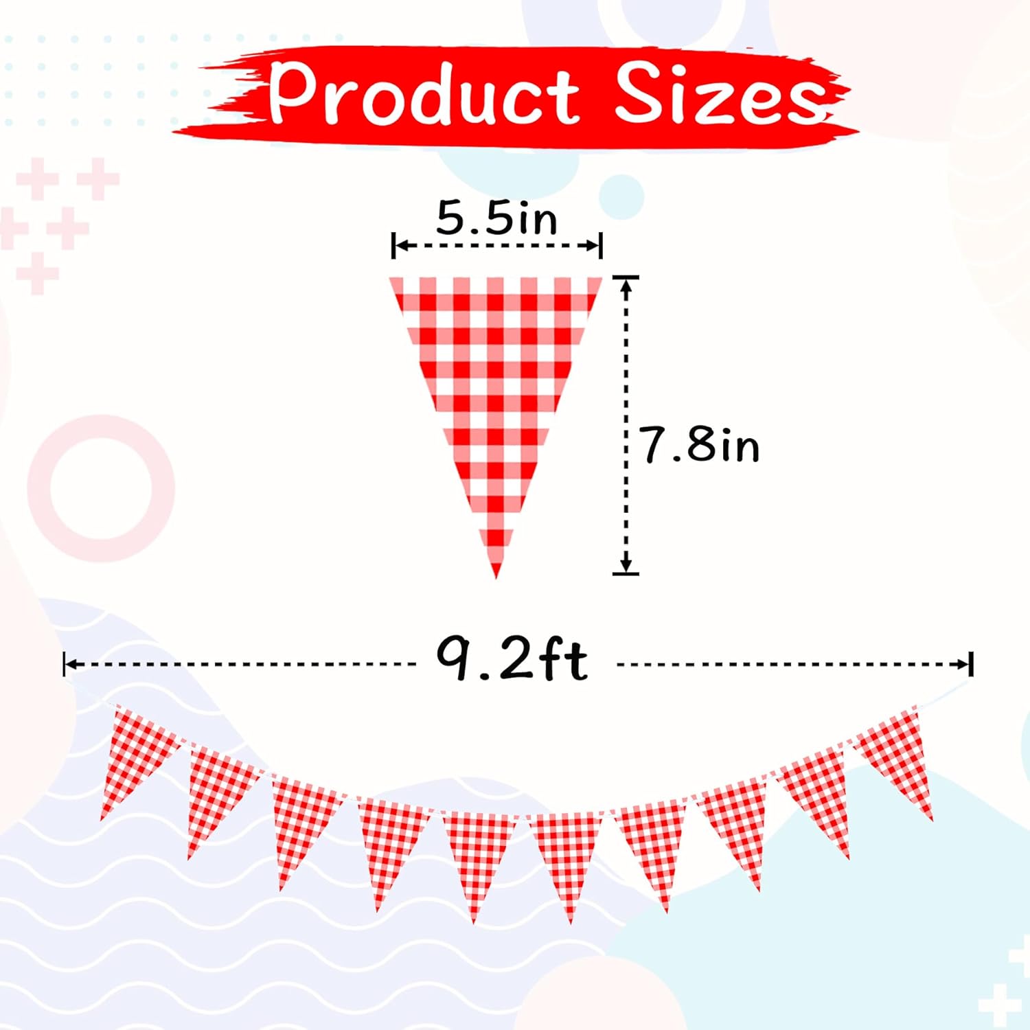 VILIFEVER 2 Piece Red White Checkered Banner