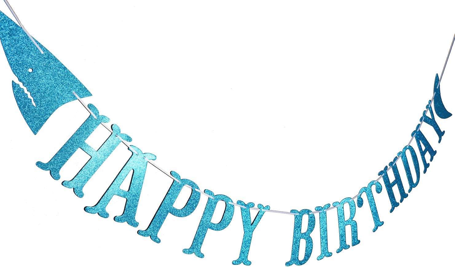 Shark Happy Birthday Banner and Garlands Blue