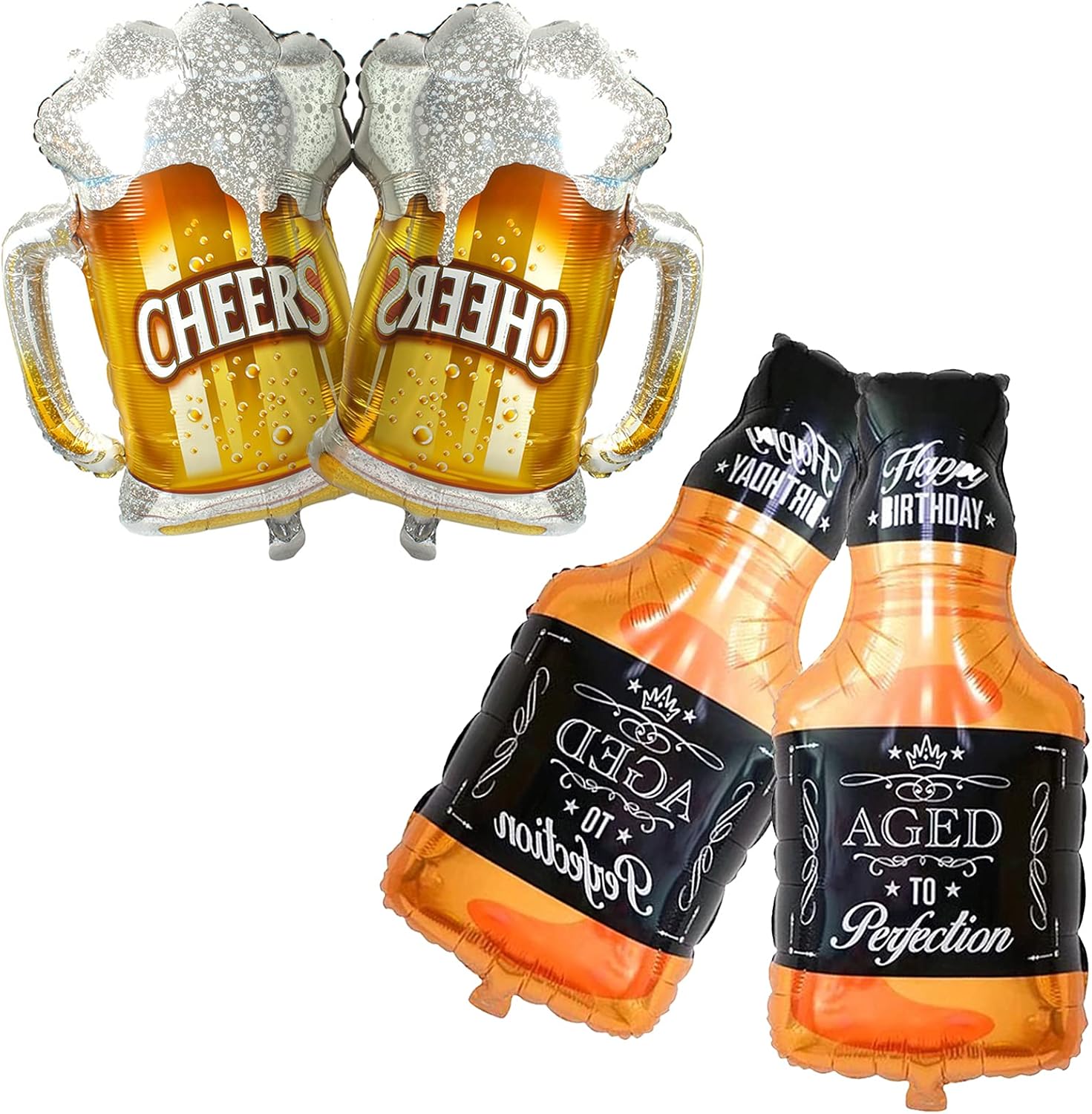 Whiskey Bottle Beer Cup Balloons Set of 4