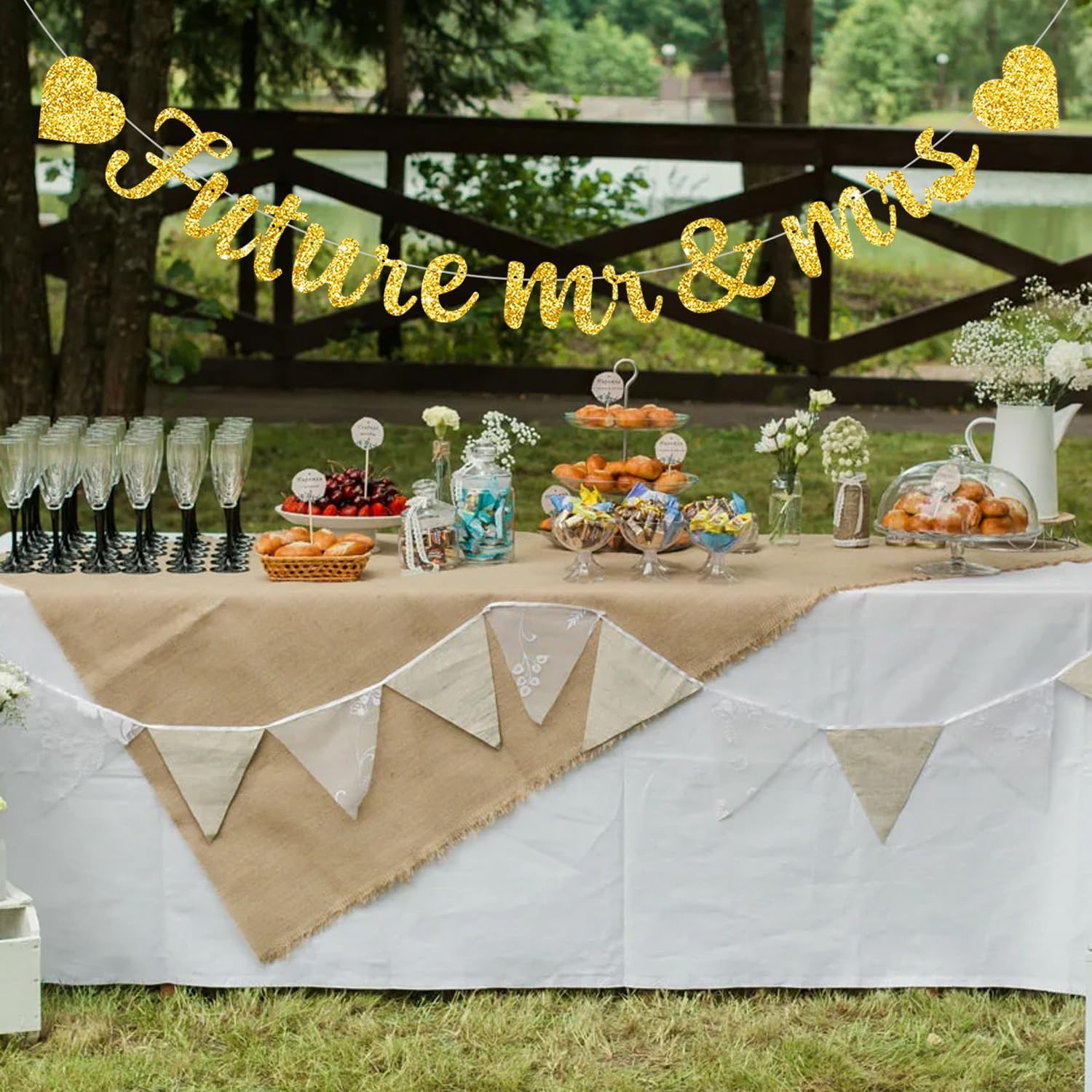 Glitter Gold Future Mr Mrs Decor Banner
