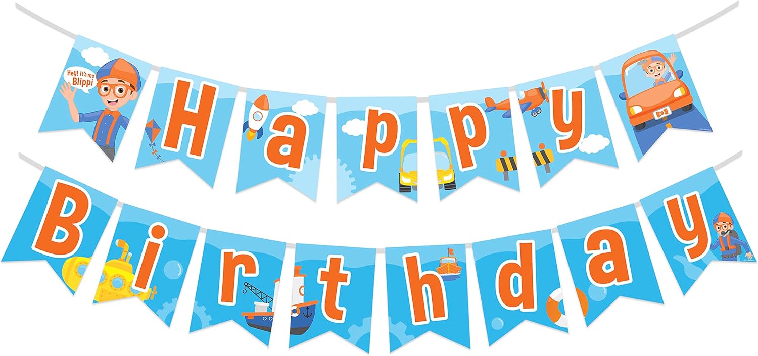Treasures Gifted Blippi Birthday Banner Decor