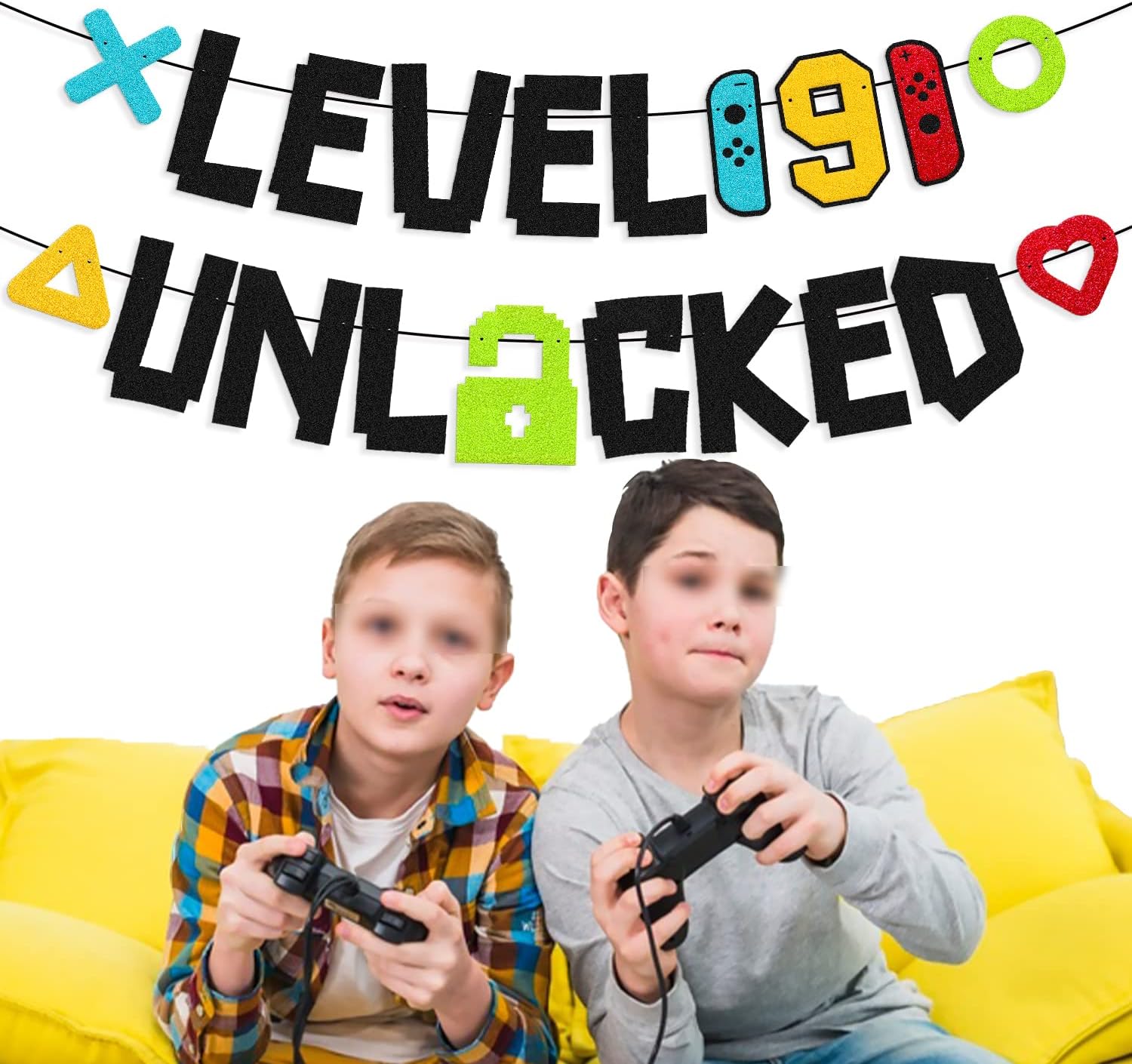 Level 9th Unlocked Birthday Banner Game Themed Decorations