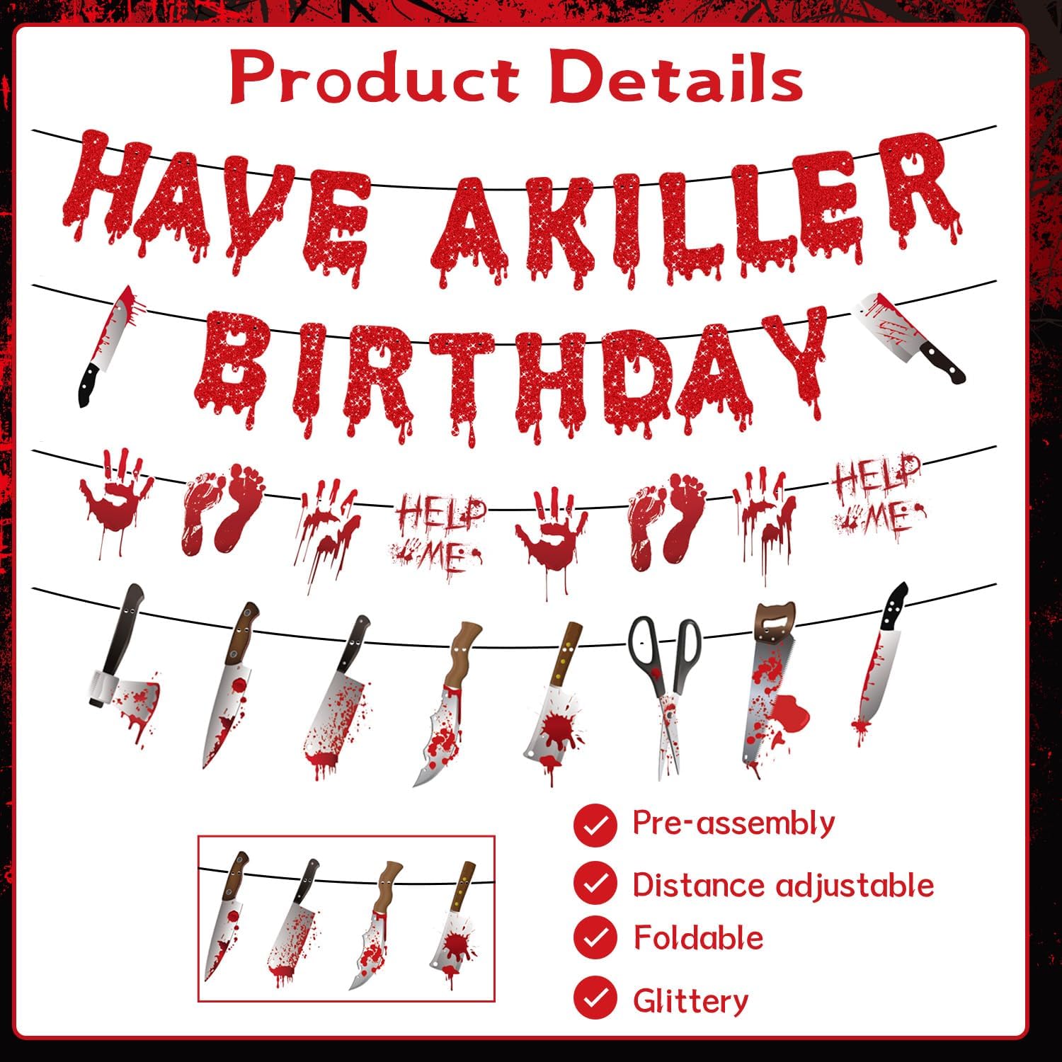 Gameza Killer Horror Birthday Banners Set of 4