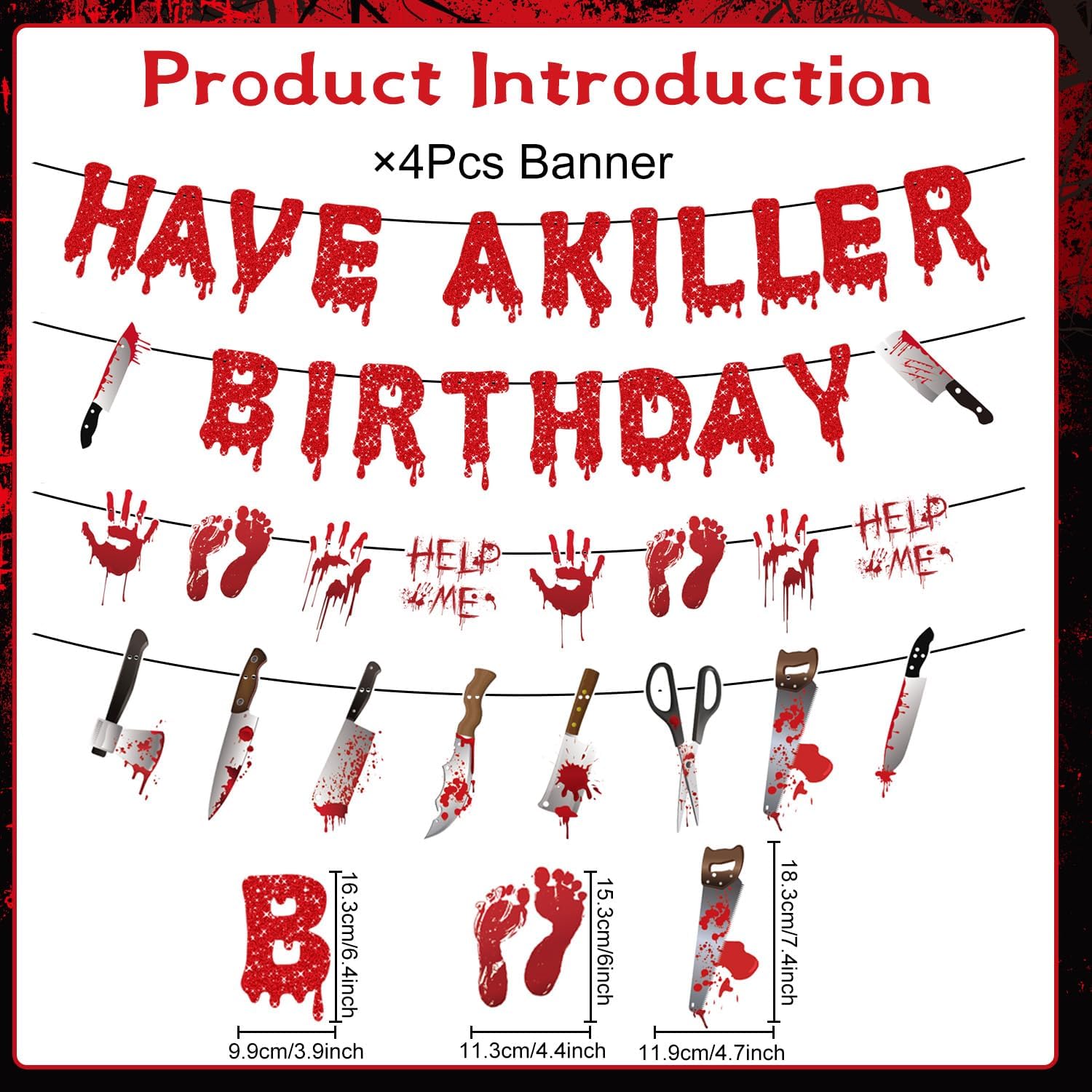 Gameza Killer Horror Birthday Banners Set of 4