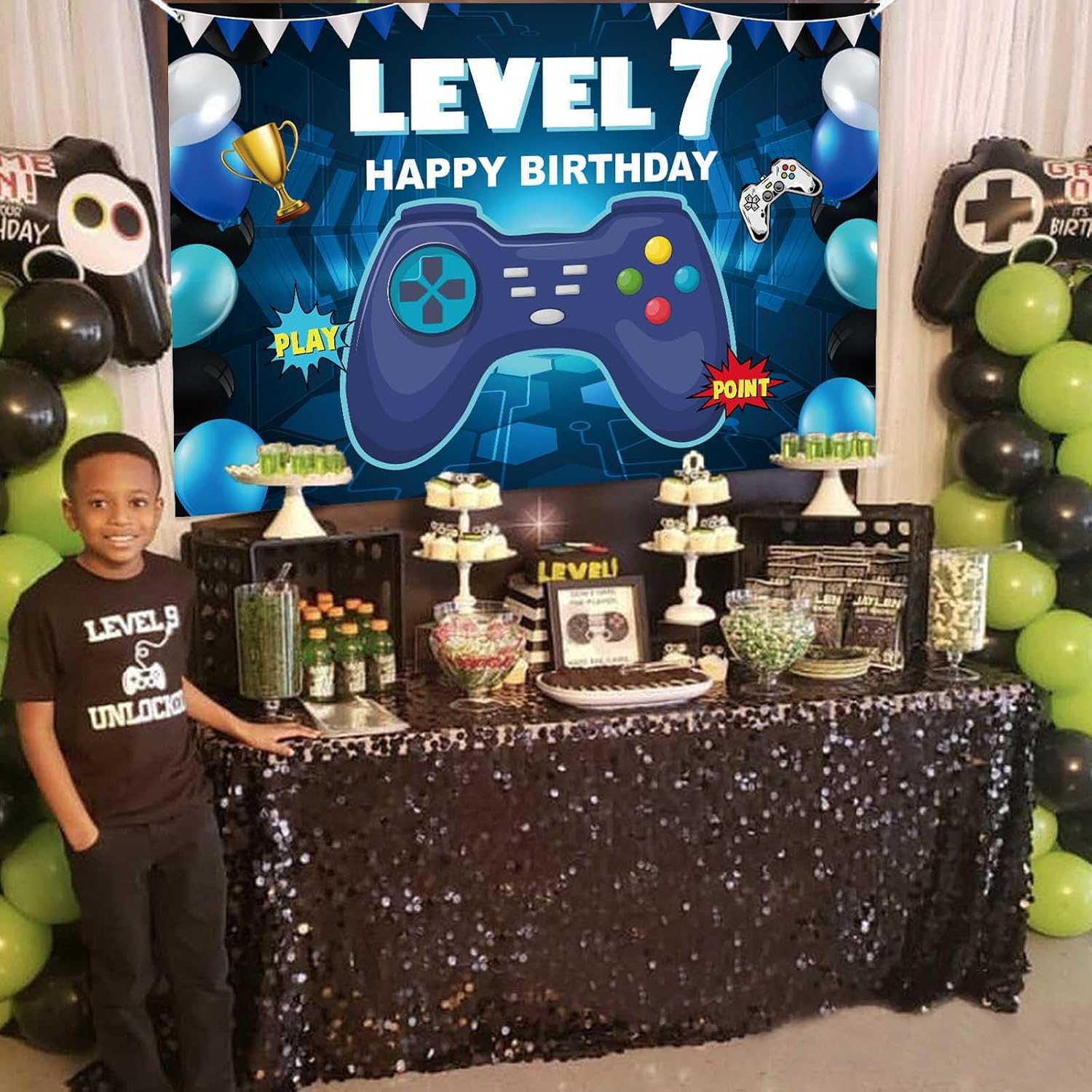 Level 7 Birthday Party Banner Decorations for Kids