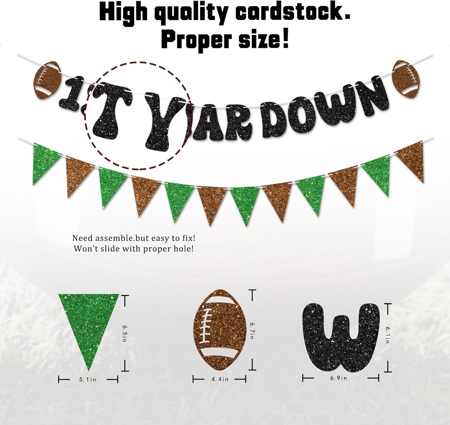 Vofrise Football First Year Down Birthday Banner
