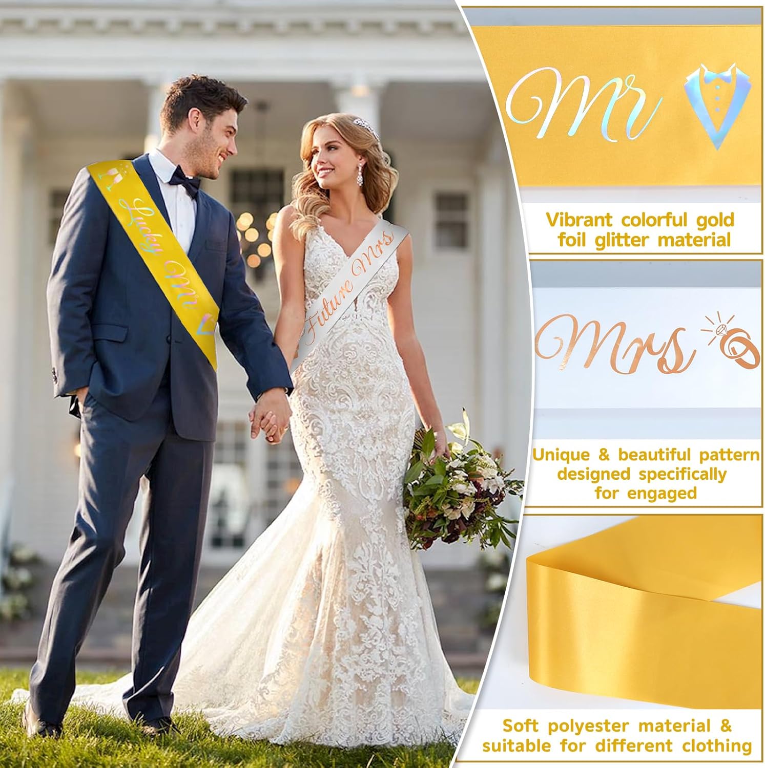 Gold Engagement Party Decorations Set with Balloons and Swirls