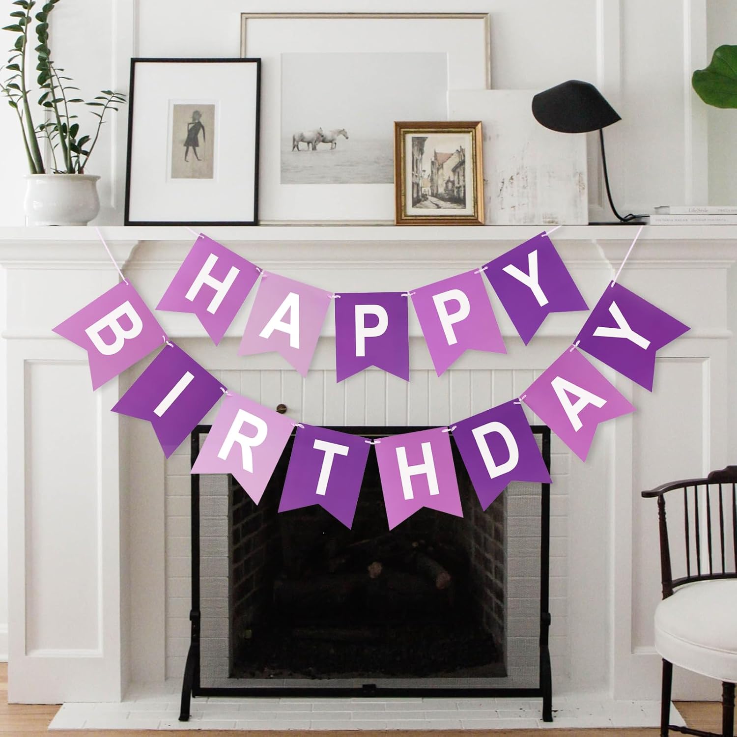Purple Happy Birthday Banner Decorations