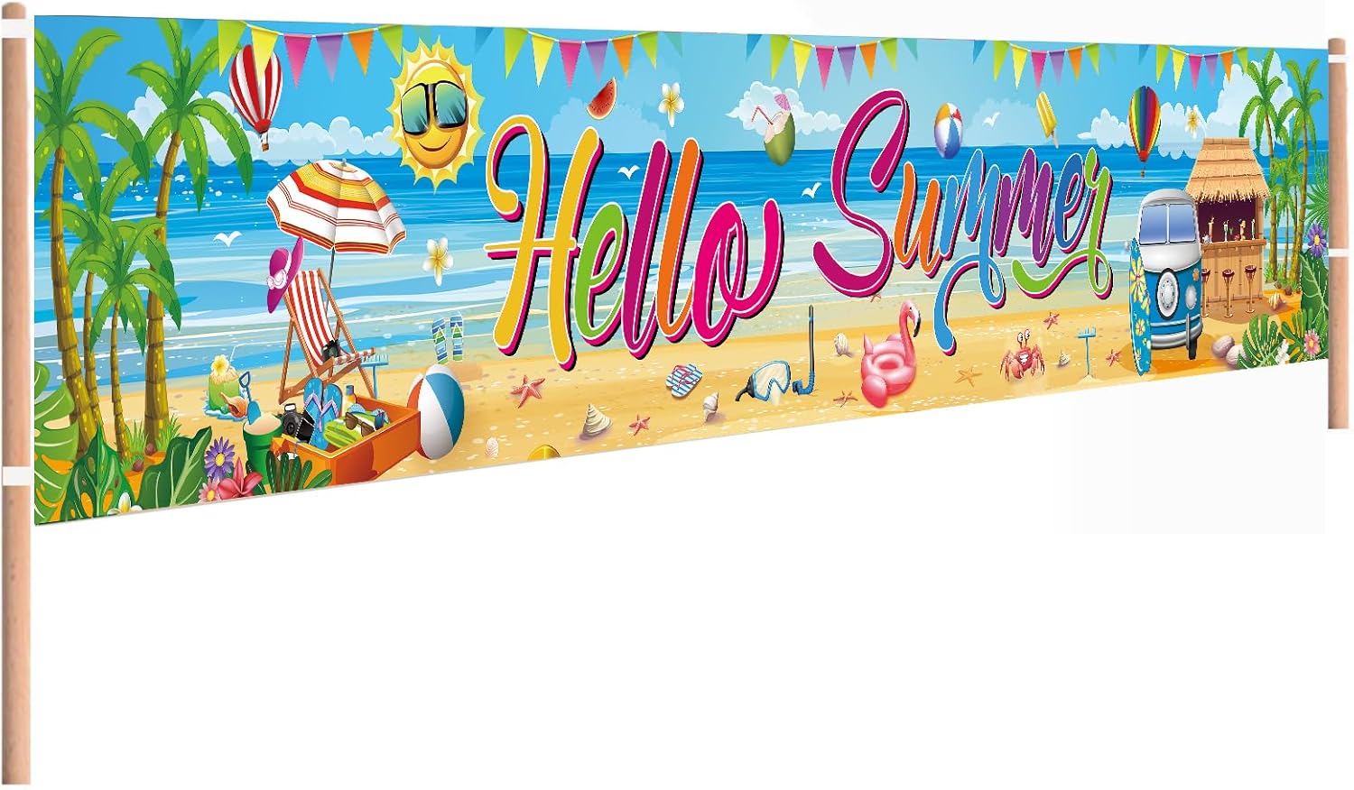 Hello Summer Party Decorations Extra Large Beach Banner