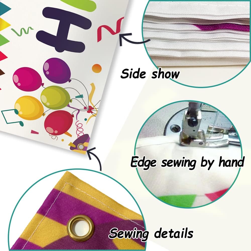 Large Happy Birthday Yard Banner with Hanging Rope and Brass Grommets