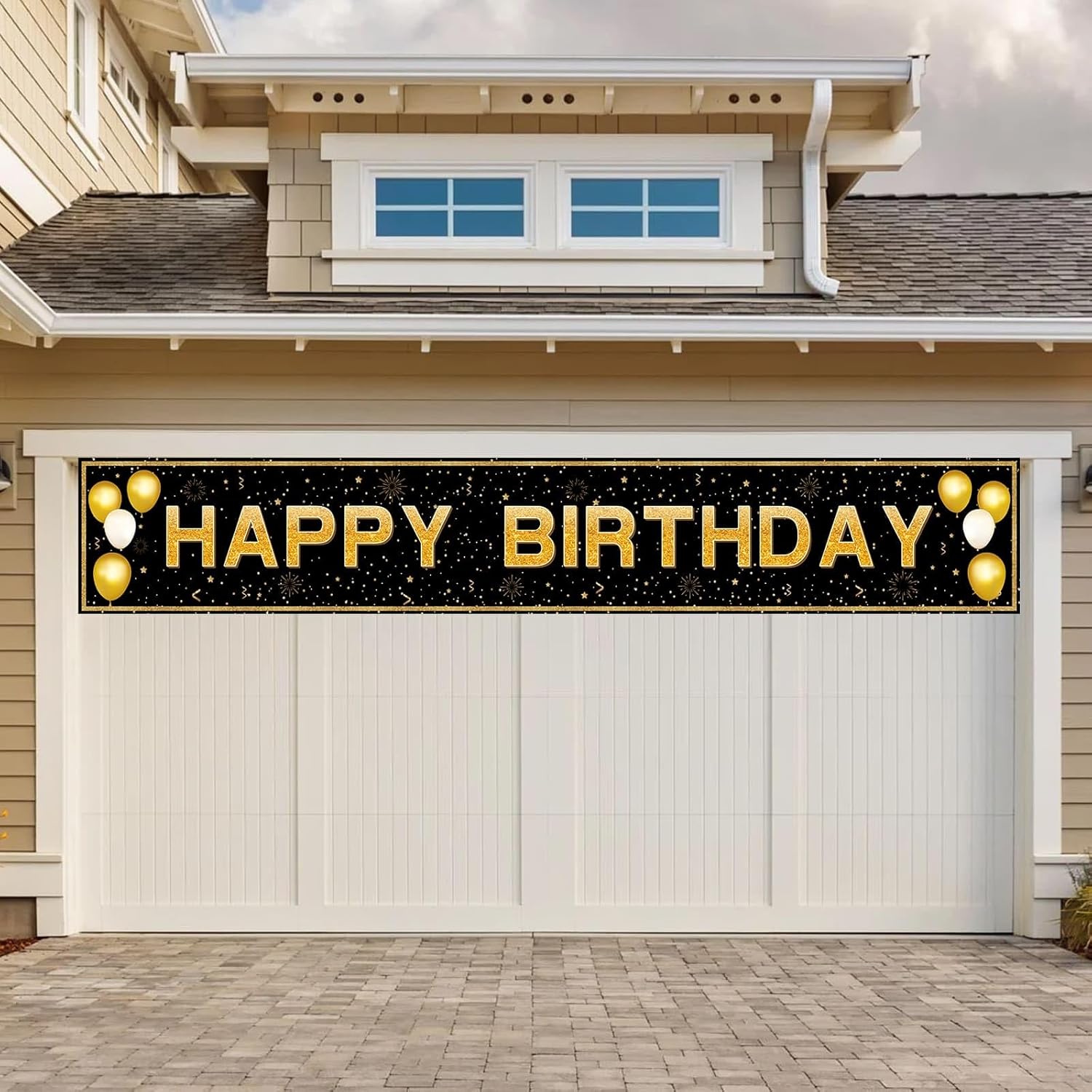Happy Birthday Banner Decorations - Jumbo 118x20 Waterproof Polyester Sign