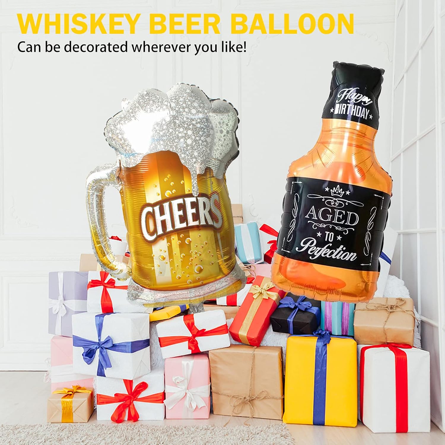 Whiskey Bottle Beer Cup Balloons Set of 4