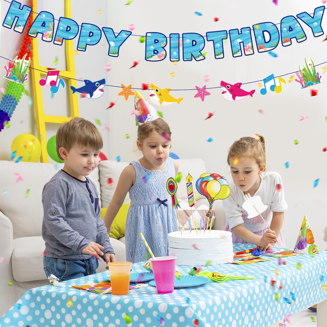 Shark Birthday Banner for Boys - Ocean Theme Decorations