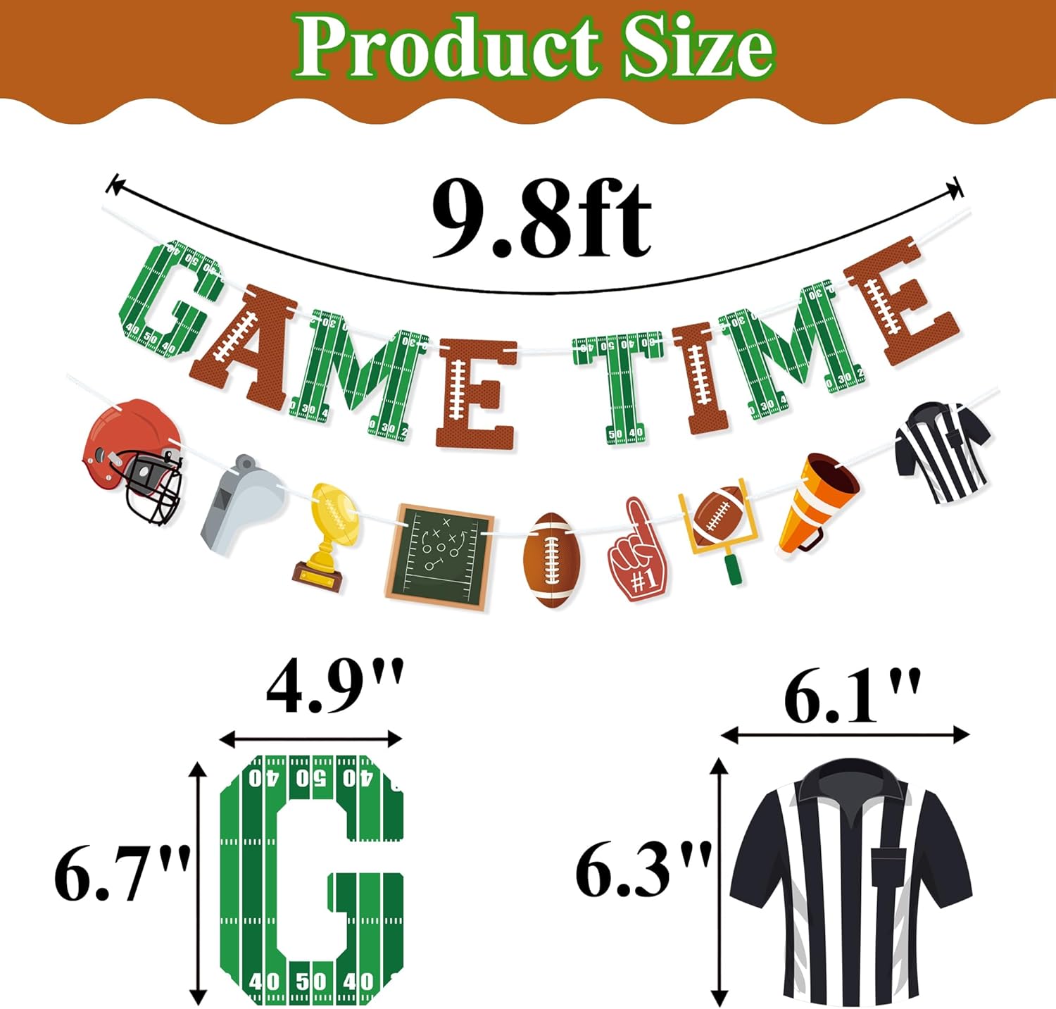 Game Time Football Banner Garland Decor for Football Party