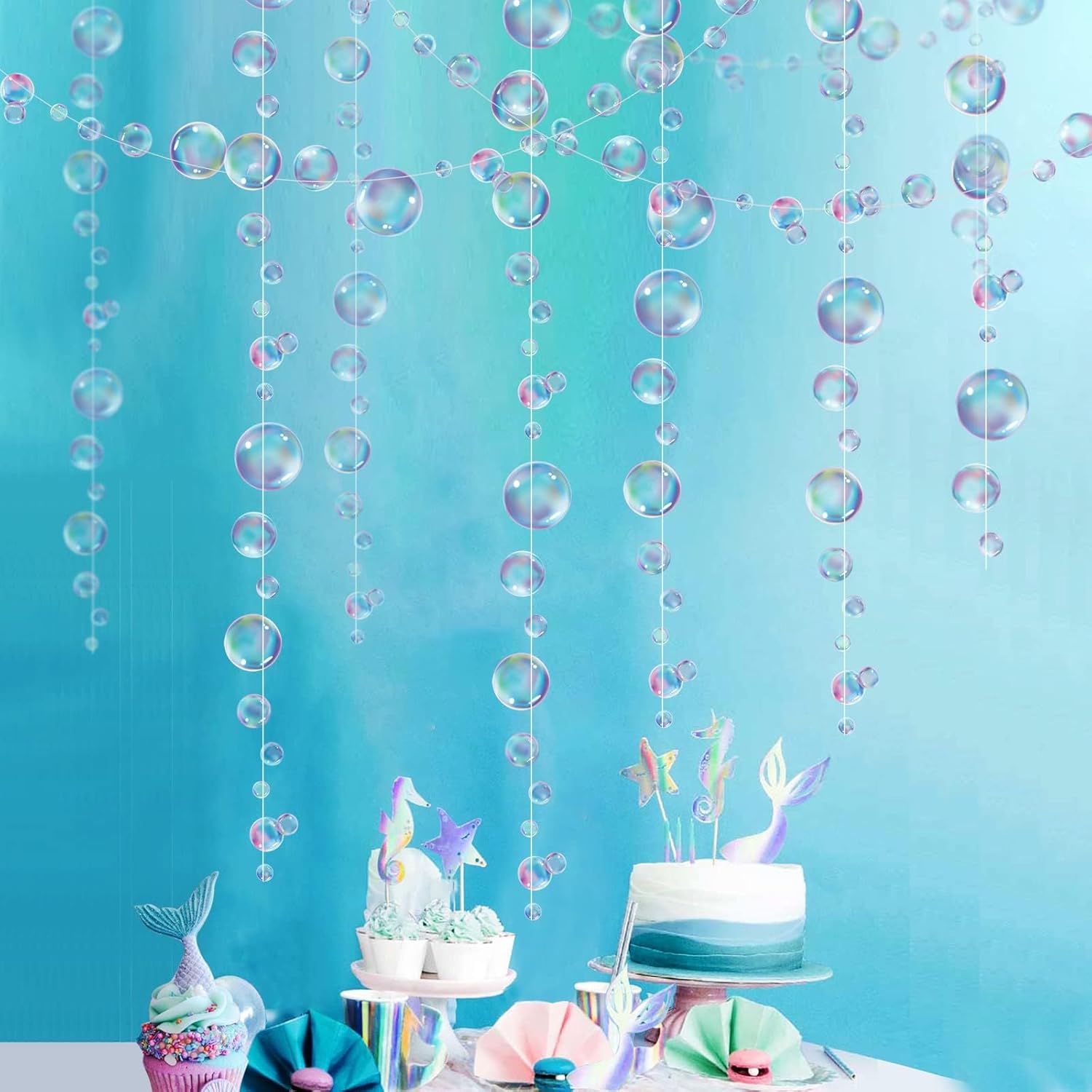 Decor365 Little Mermaid Party Decor Purple Blue Bubble Garland