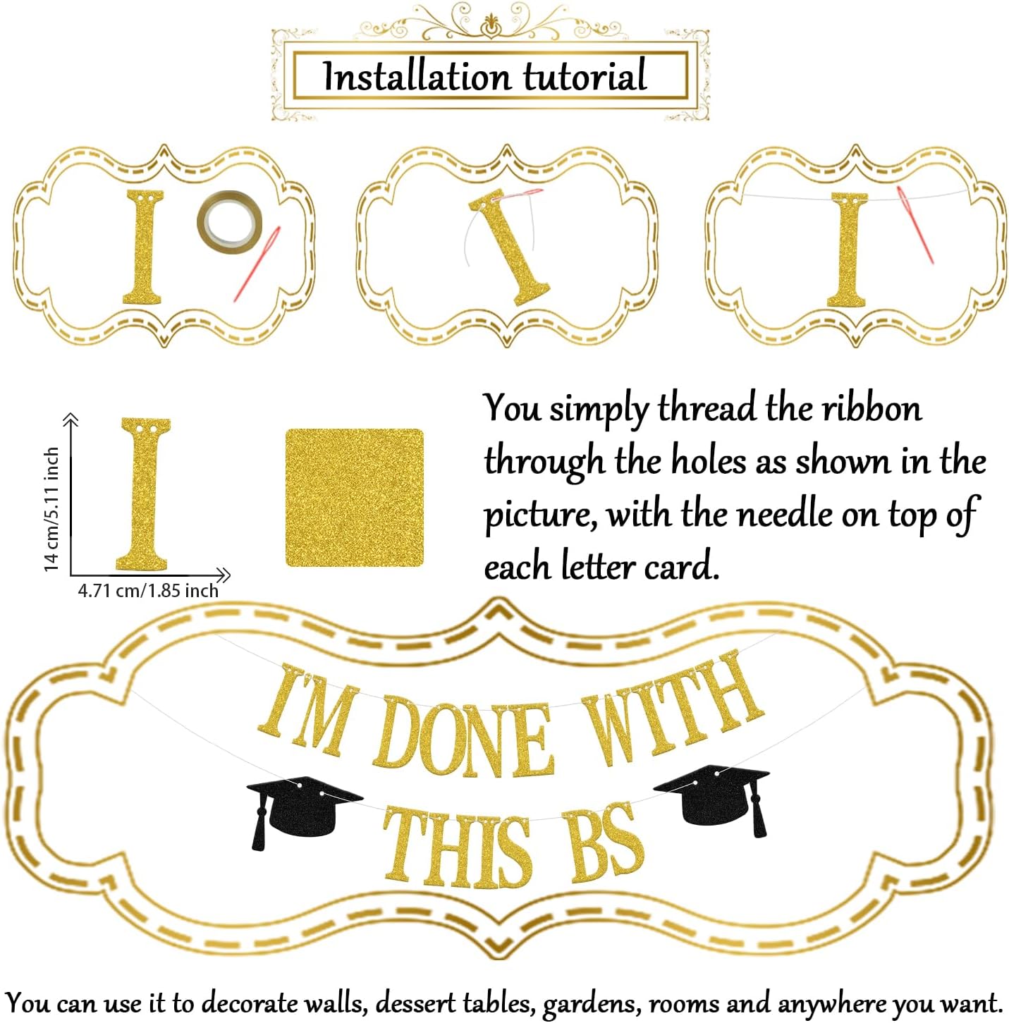 Im Done With This BS Banner 2025 Graduation Decor Gold