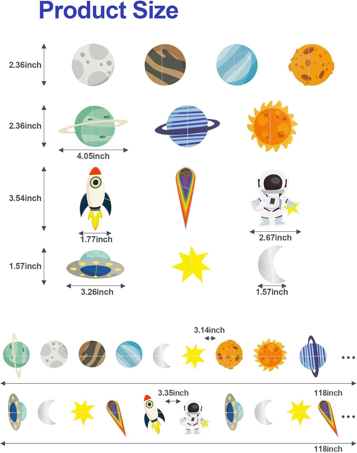 Galaxy Solar System Hanging Banner with Rockets and Stars