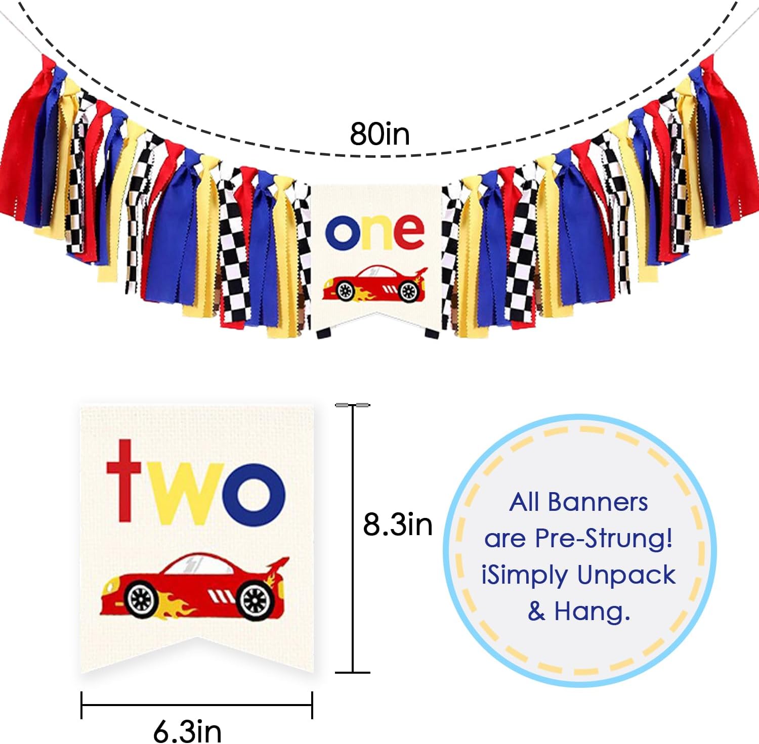 Race Car High Chair Banner Decor 1st Birthday