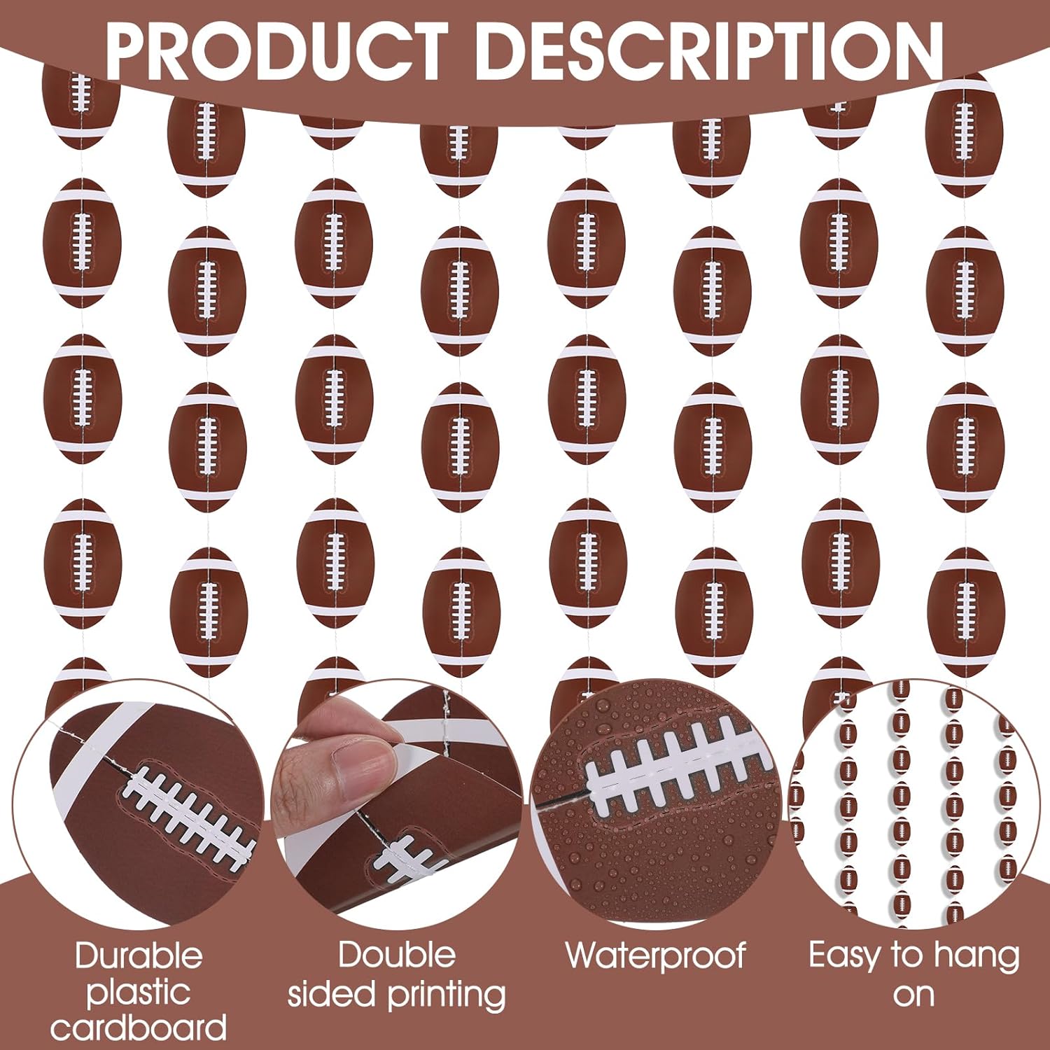 Football Party Decorations Set 8Pcs Hanging Banners Paper Footballs