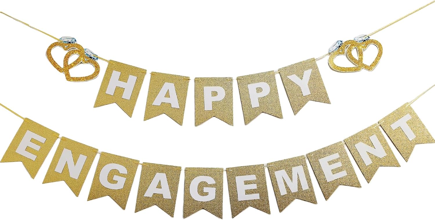 GOGOBAY Happy Engagement Pre-Strung Banner