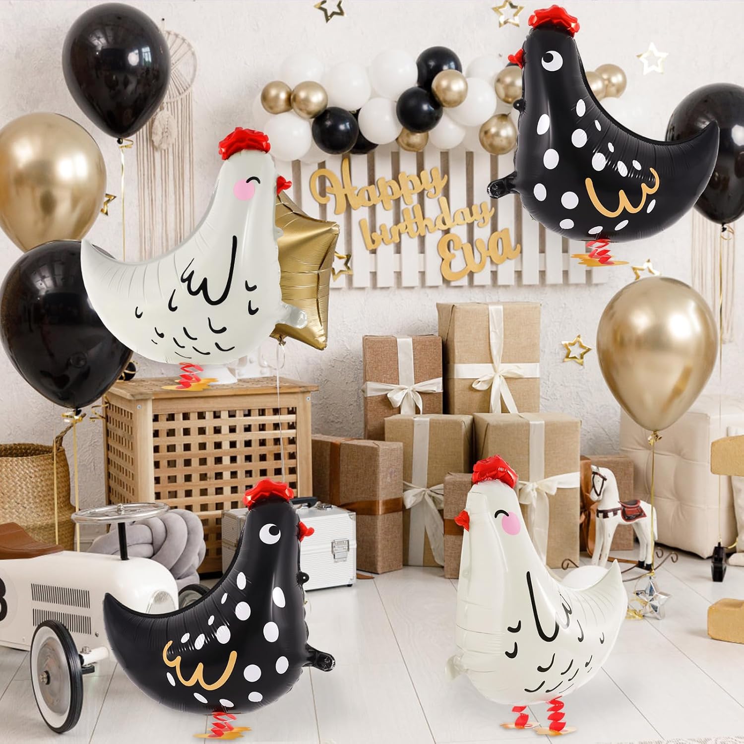 6 PCS Walking Chicken Balloons Farm Animal Party Decorations