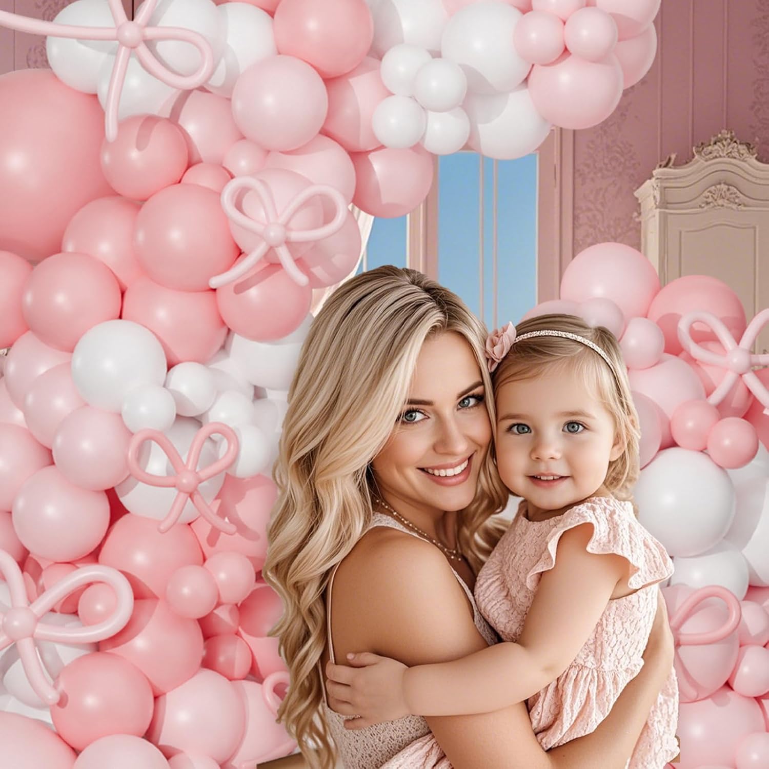 Pink Bow Balloon Arch Kit 130 PCS Coquette Decorations