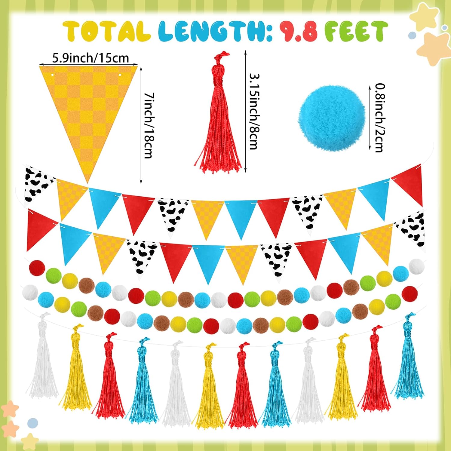 5 Pcs Cartoon Story Party Decorations 98 ft Garland