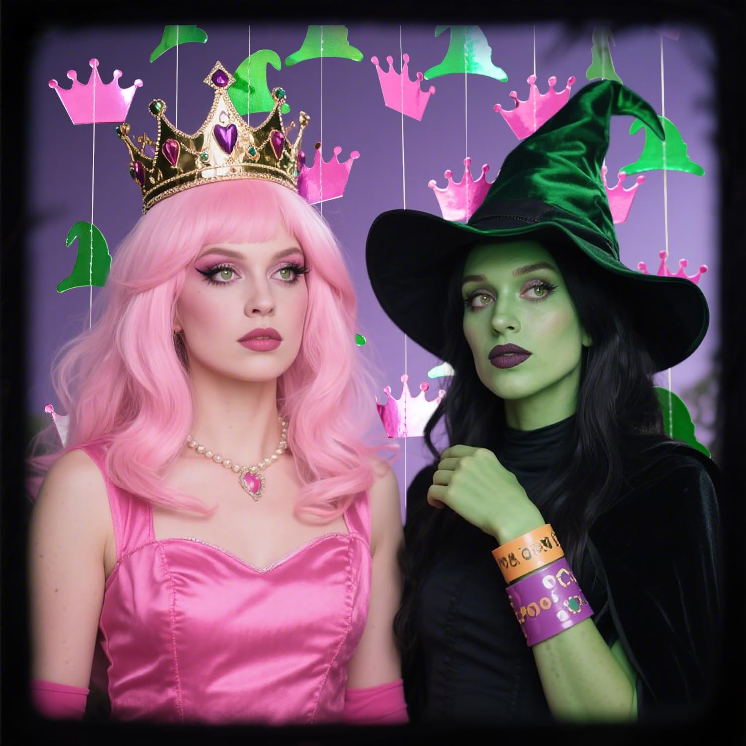 394 Ft Shiny Green Pink Witch Themed Party Garland
