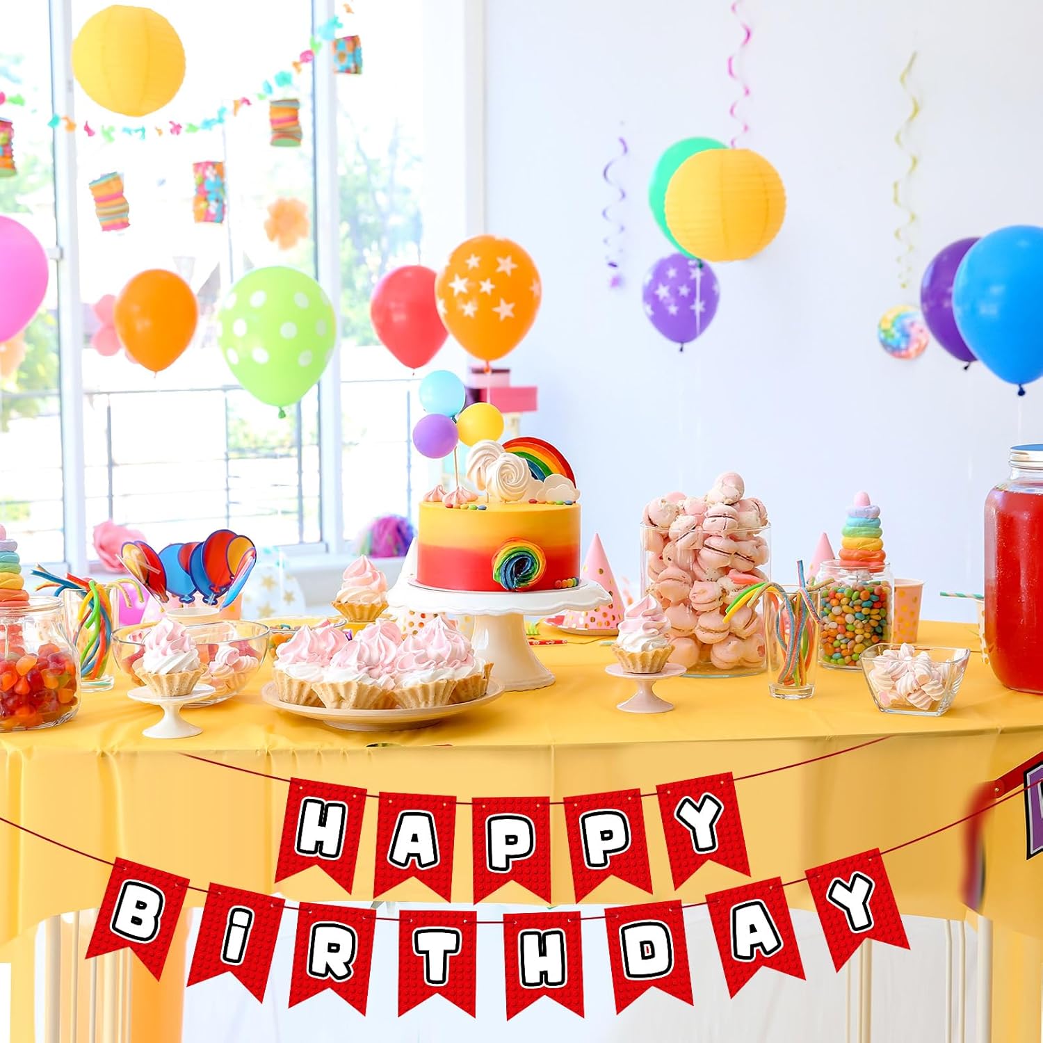 Oudain Pre-Strung Happy Birthday Banner for Kids