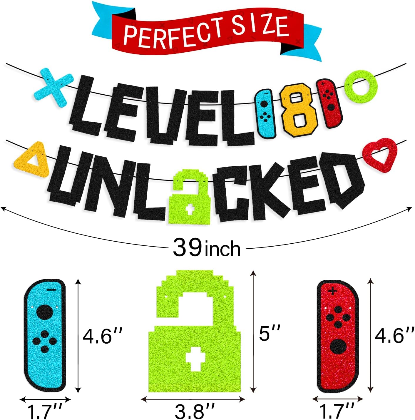 Level 8th Unlocked Birthday Banner Decorations