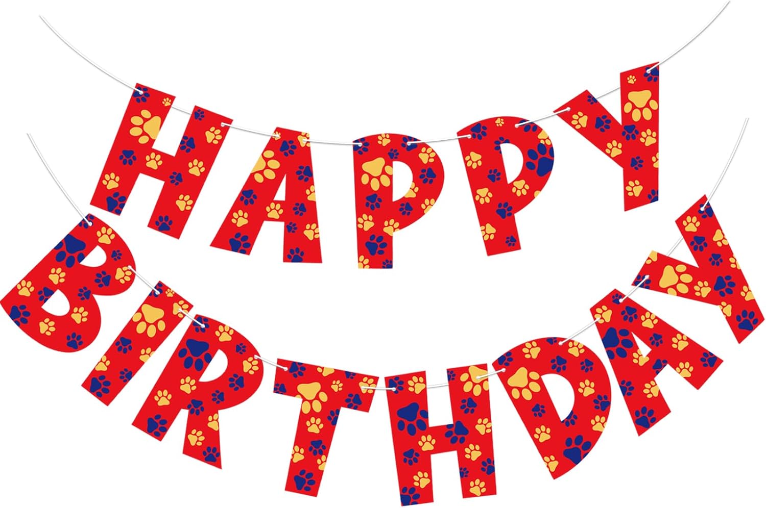 Dog Paw Birthday Banner Red Cartoon Party Decoration