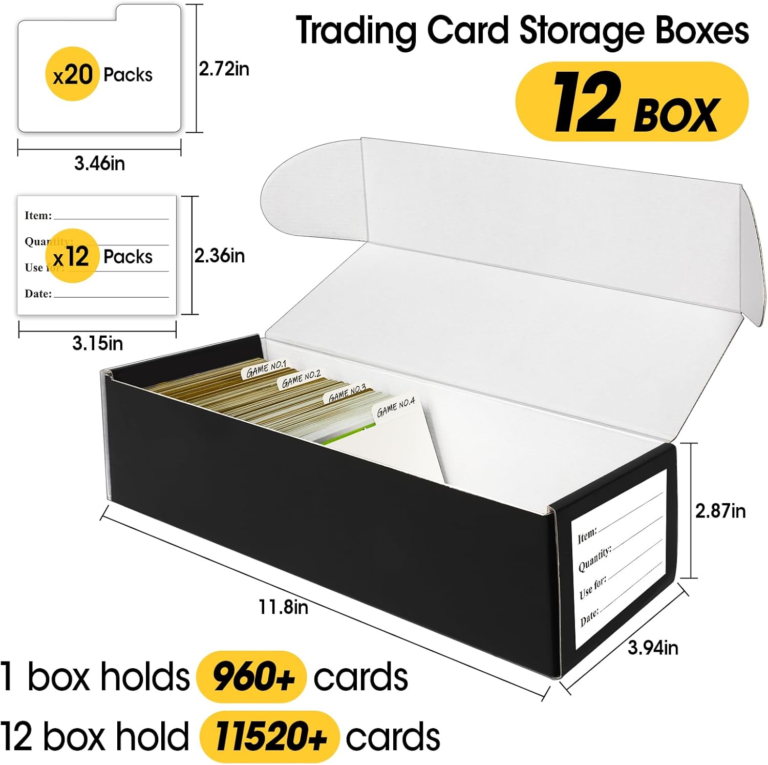 AZEN 12 Pack Card Storage Box for Trading Cards