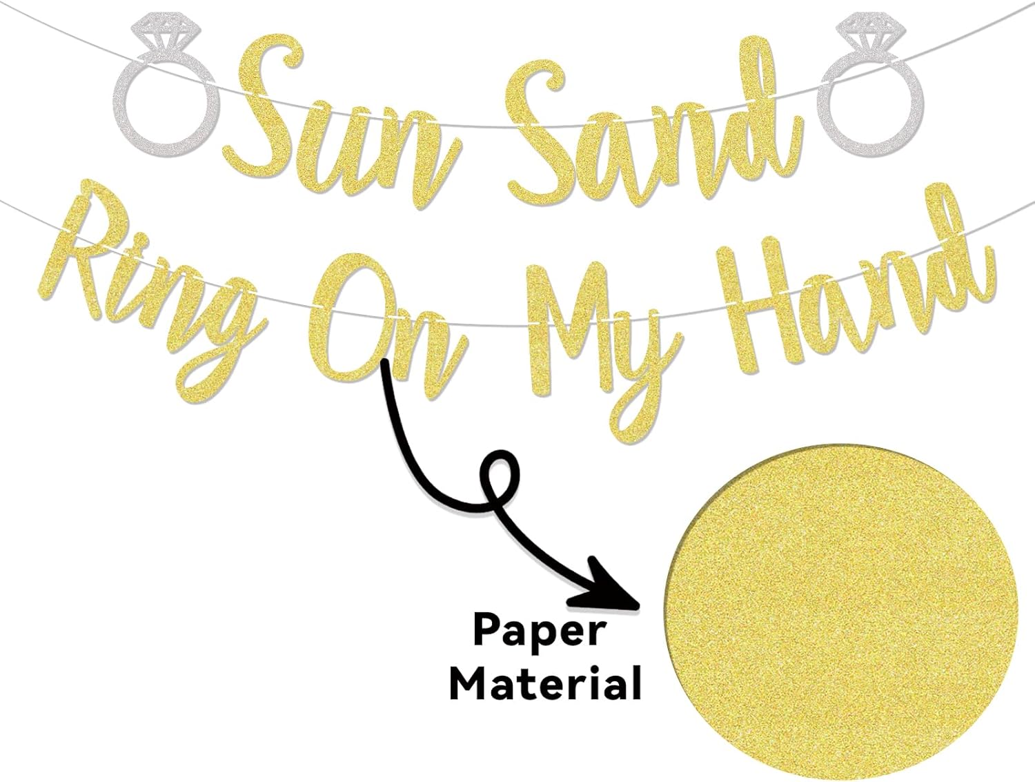 Sun Sand Ring On My Hand Gold Glitter Banner
