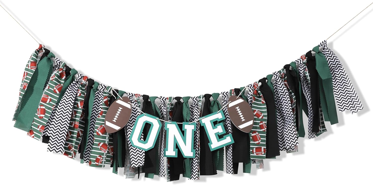 Football 1st Birthday High Chair Banner Decoration Green