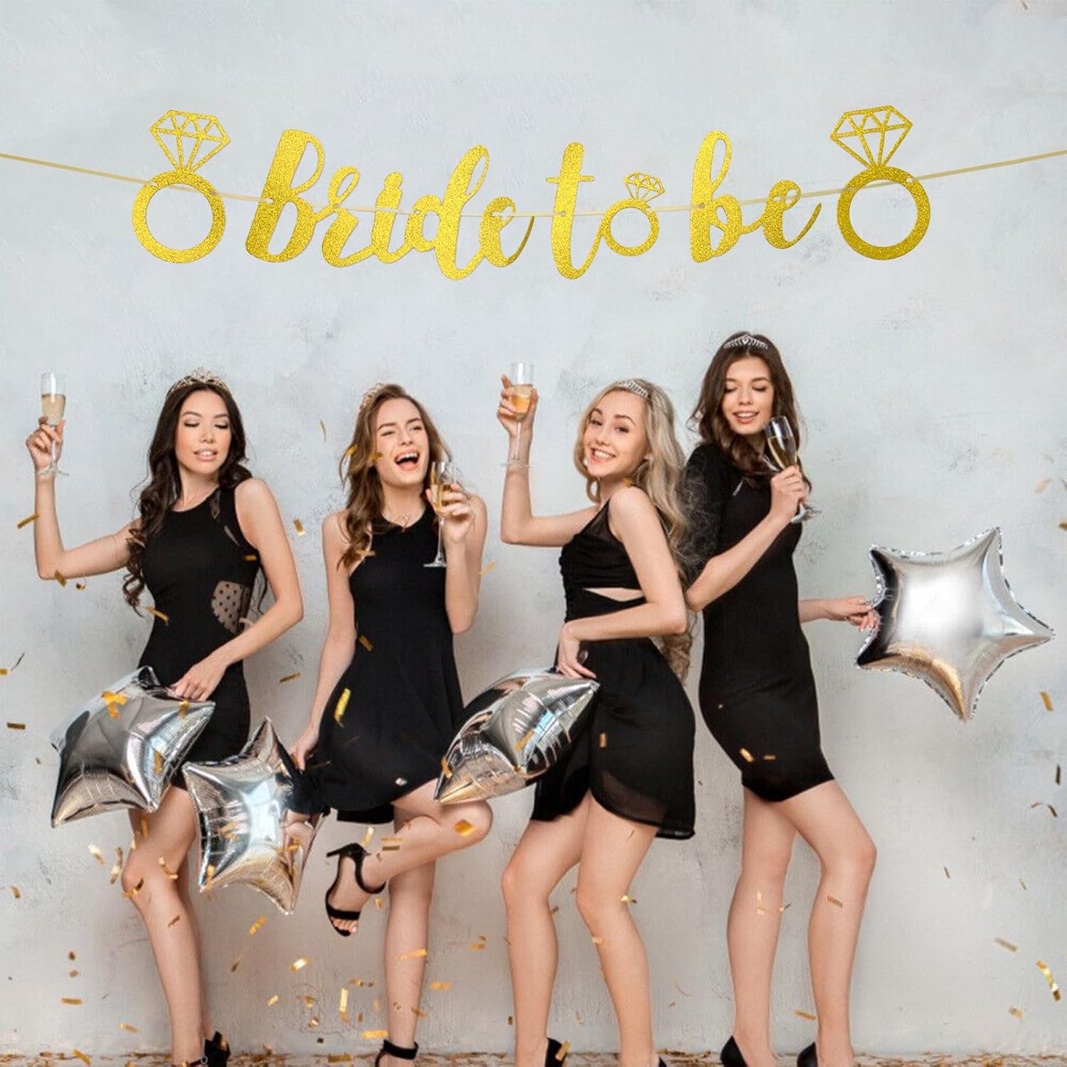 Bride To Be Gold Glitter Party Banner for Wedding Engagement