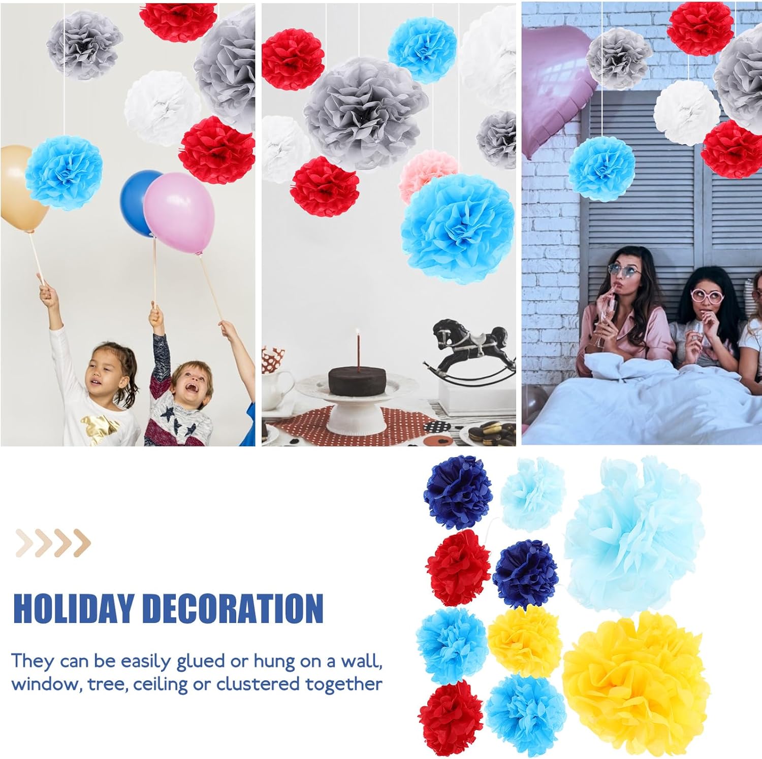 LUOZZY 10Pcs Tissue Pom Poms Decorations