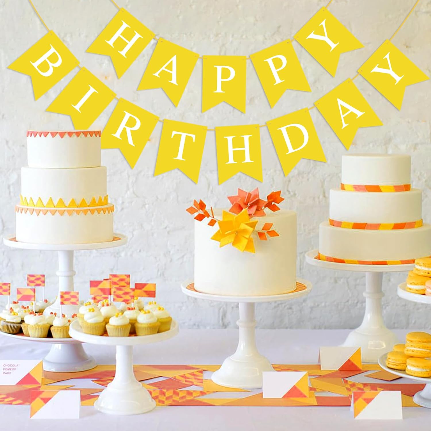 Yellow Happy Birthday Banner Sign for Party Decor