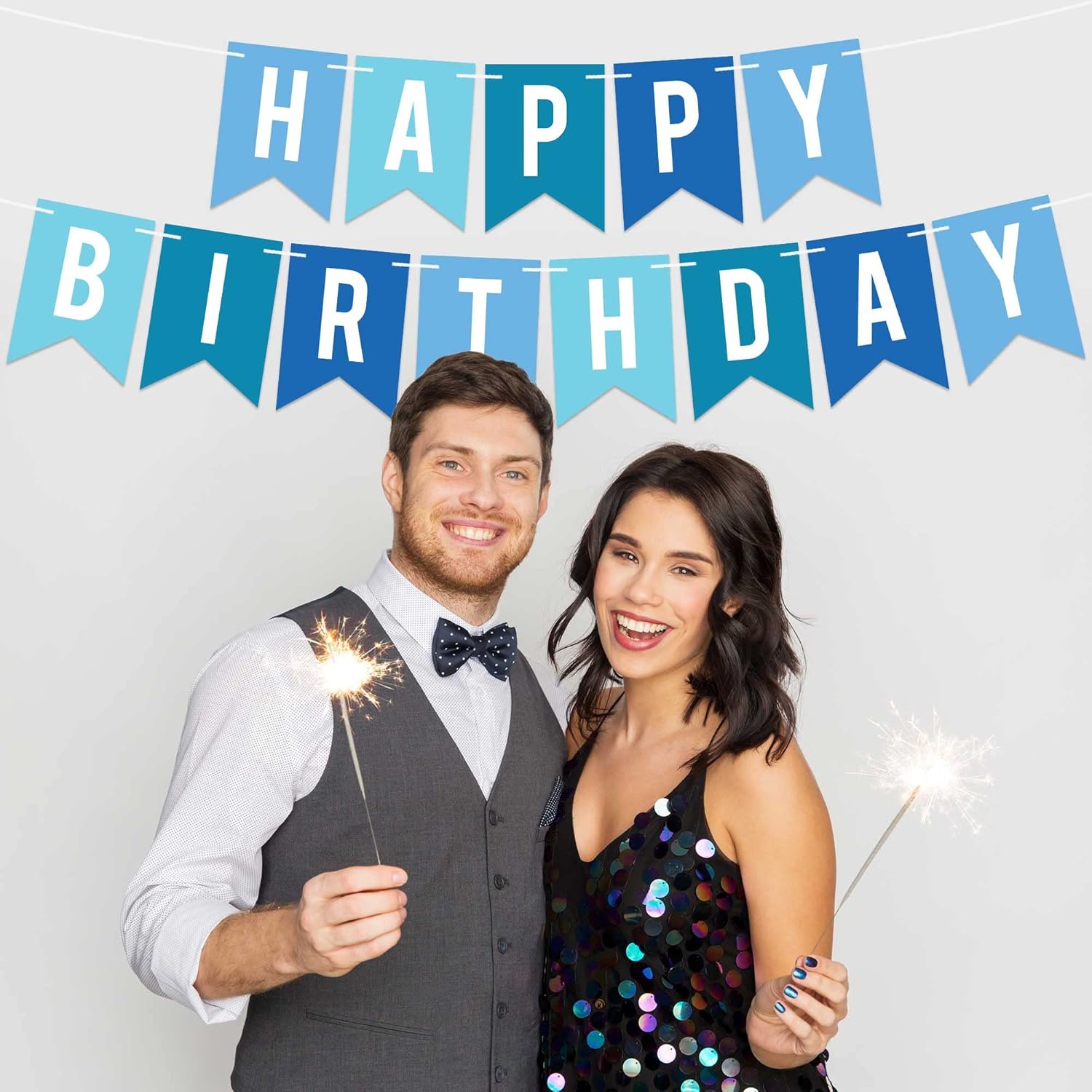 Pre-strung Happy Birthday Banner Blue