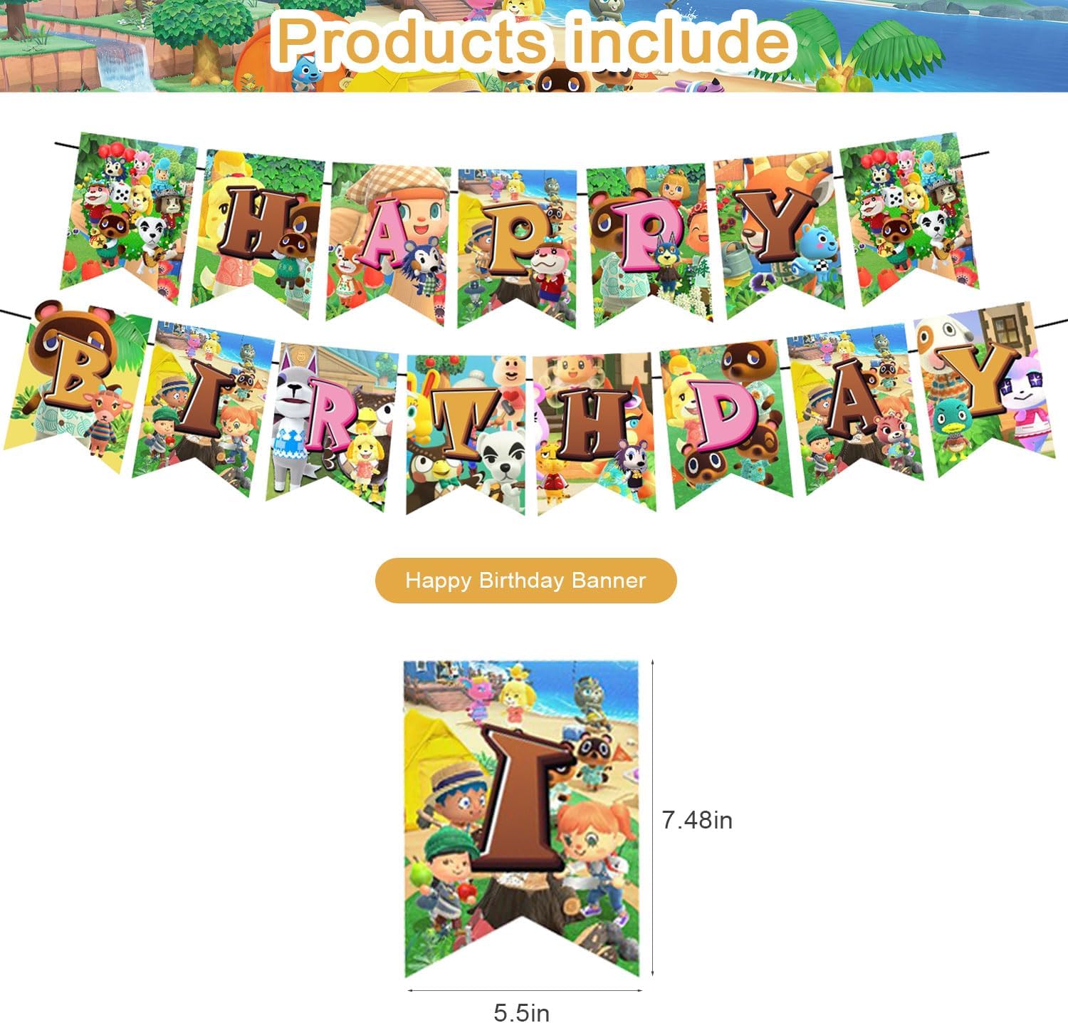 Animal Crossing Themed Birthday Decorations Set
