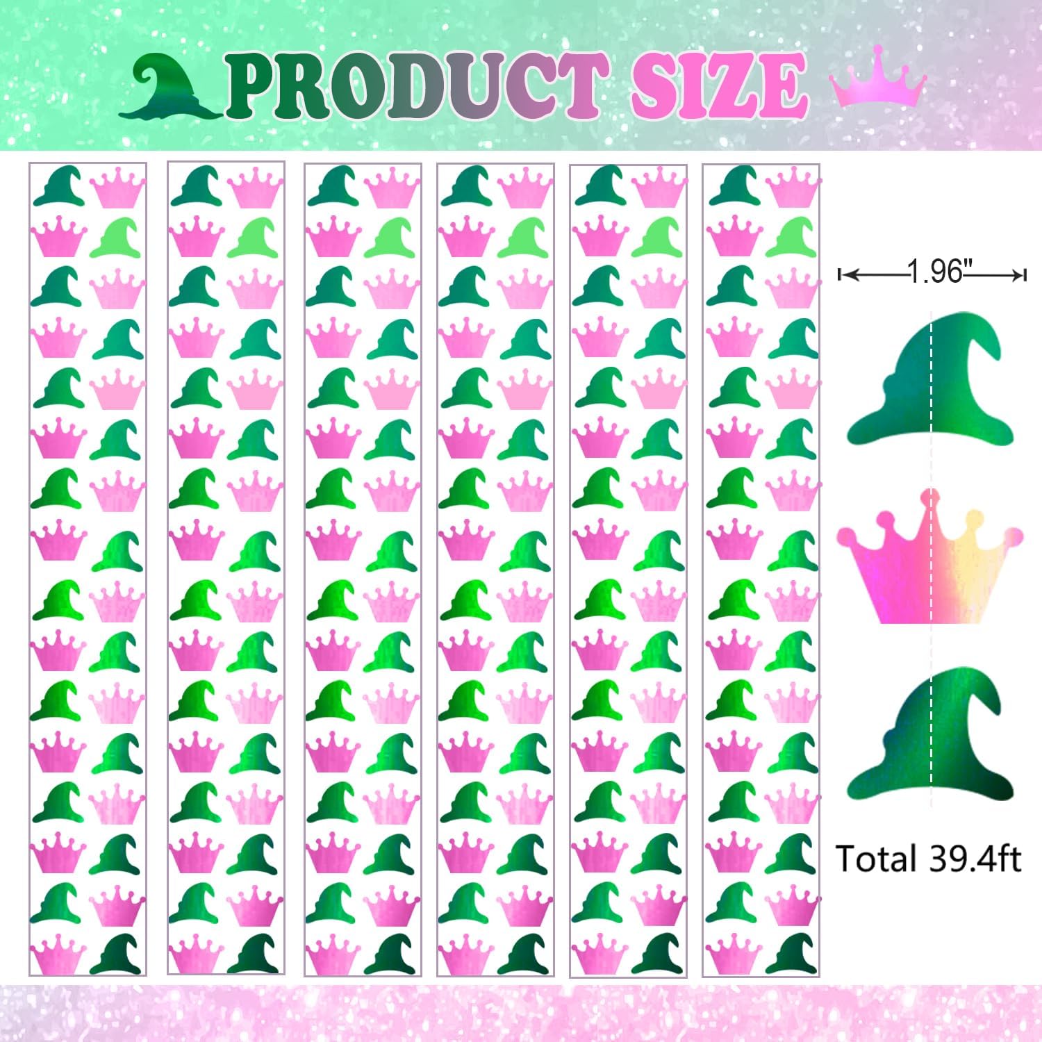 394 Ft Shiny Green Pink Witch Themed Party Garland