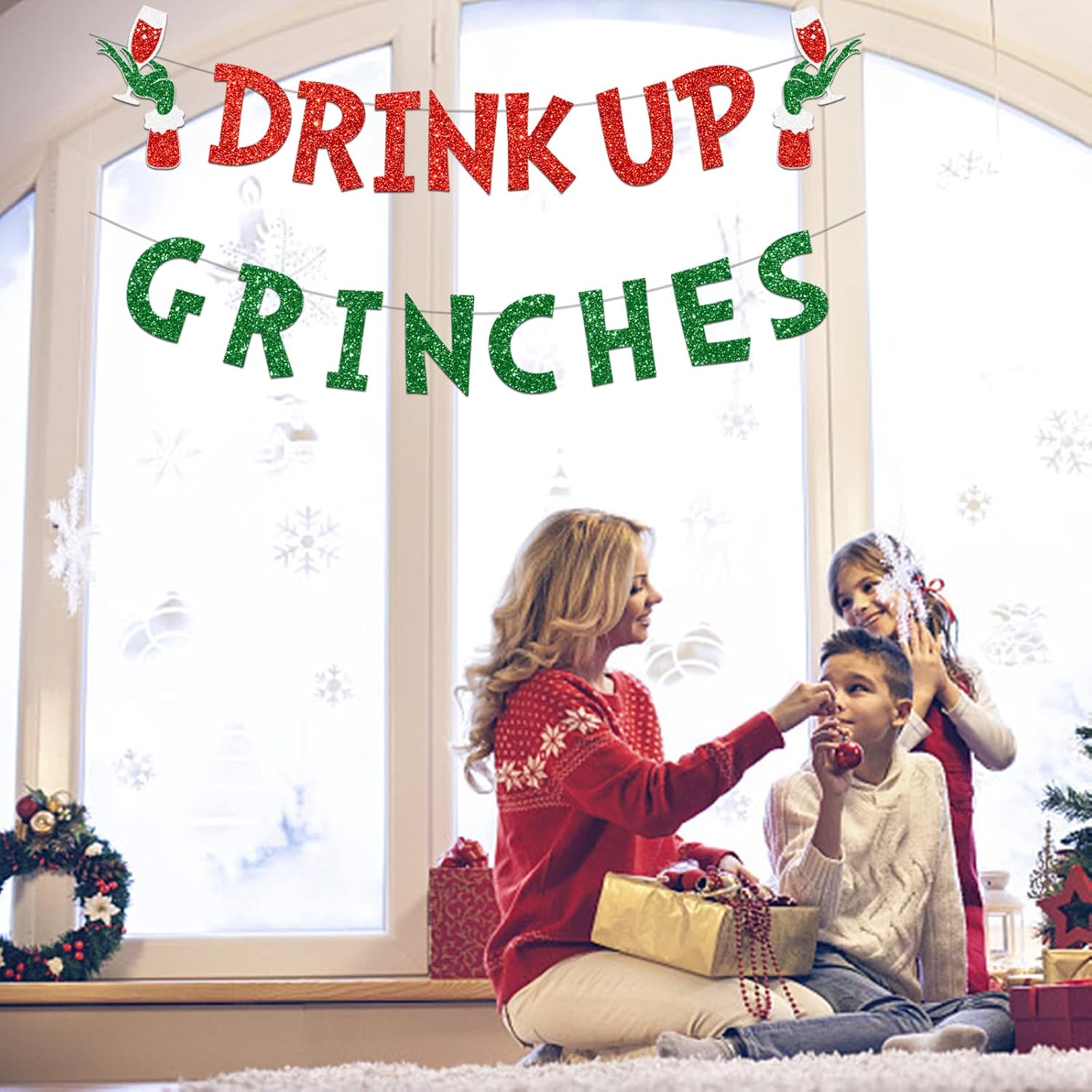 Drink Up Grinches Banner Christmas Decor