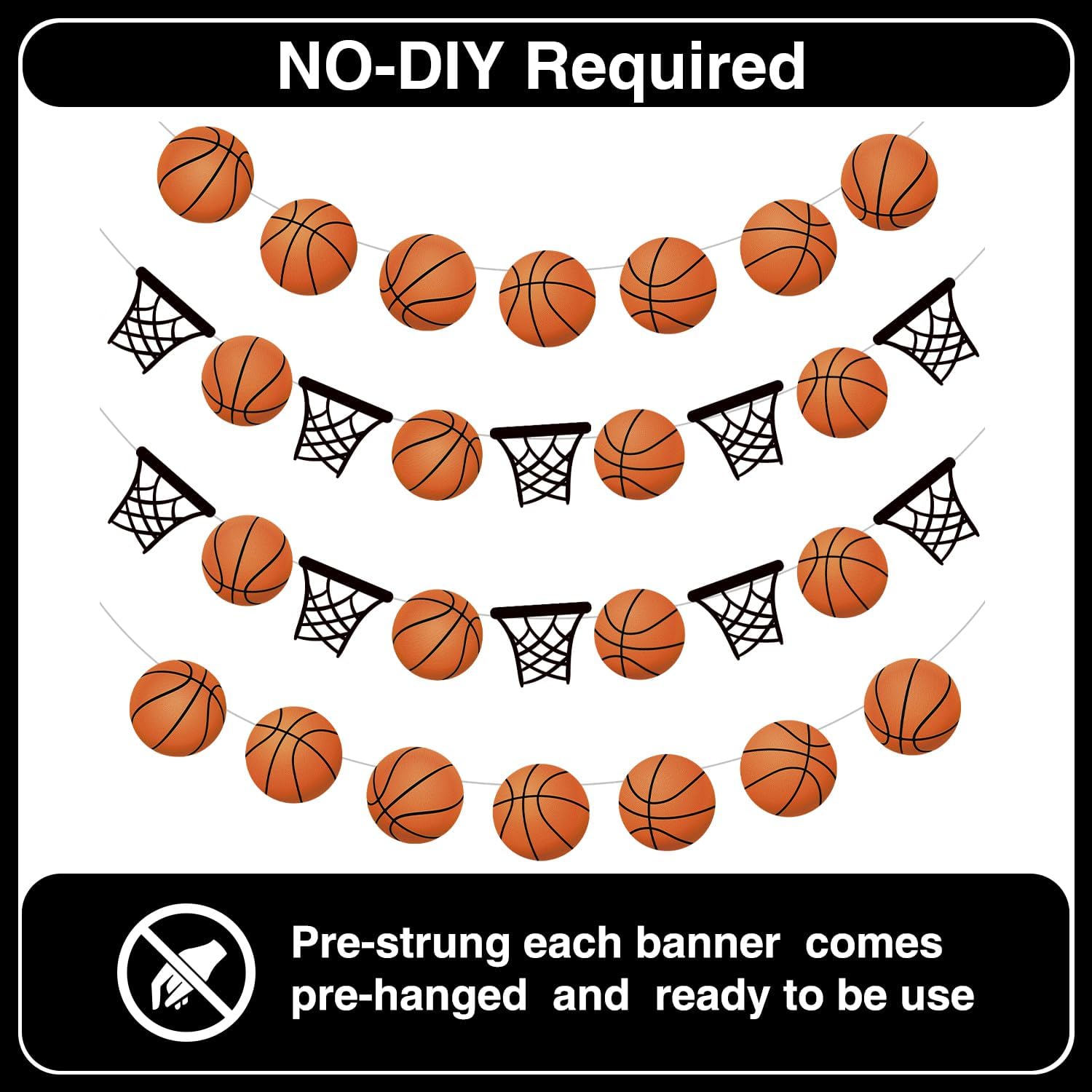 Basketball Party Banners 4 Pcs Slam Dunk Decorations