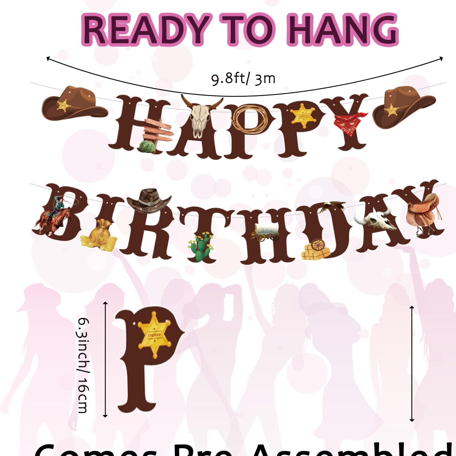 Western Cowboy Birthday Banner Decoration Set