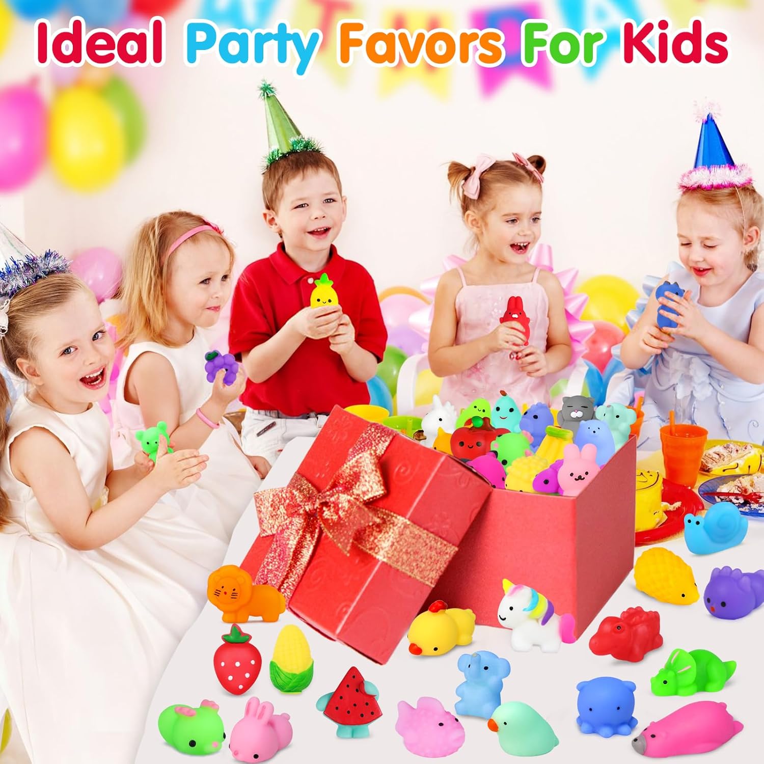 130PCS Mochi Squishy Toy Set Party Favors for Kids