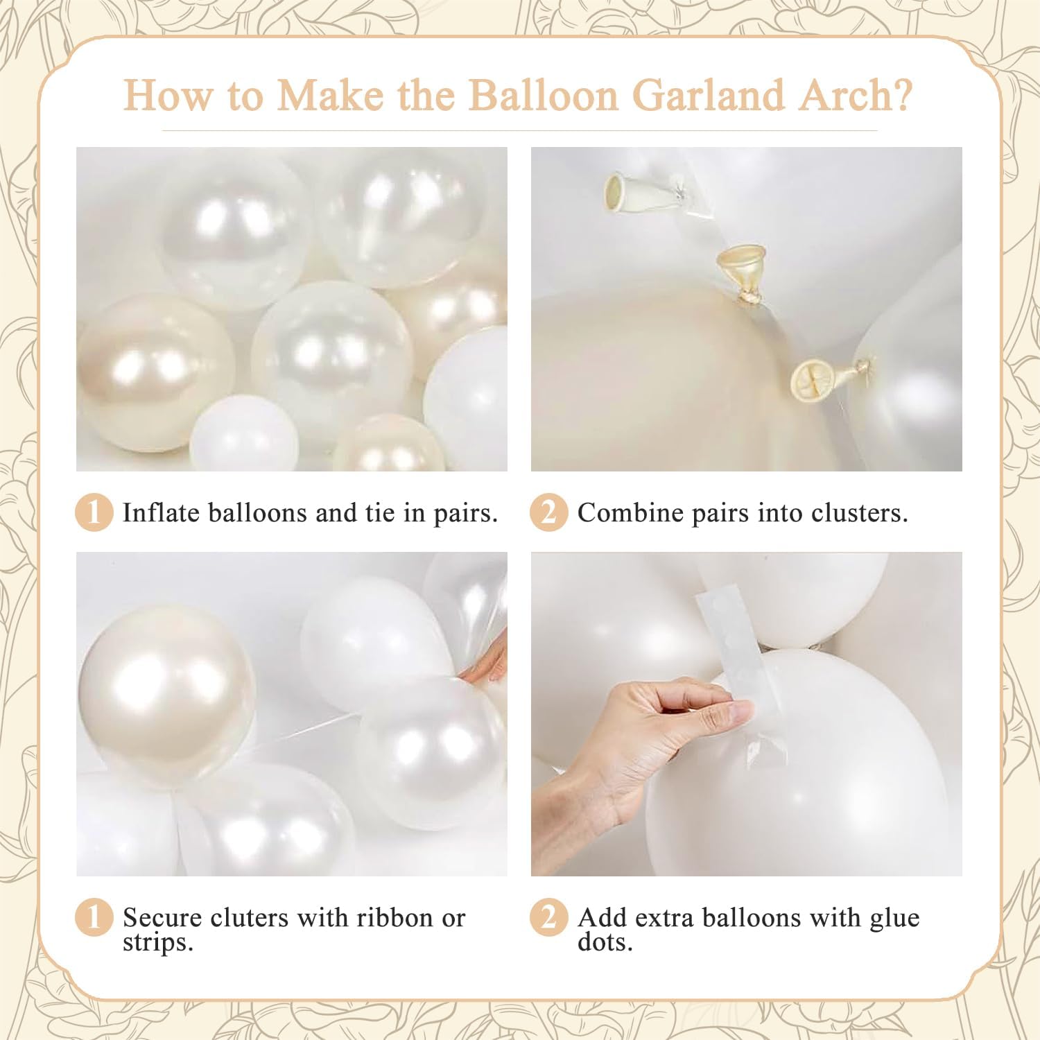 Pearl White Balloon Arch Kit 101Pcs Professional Decoration