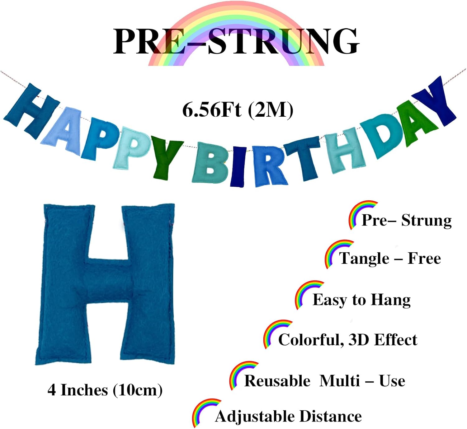 Blue Happy Birthday Banner with Felt Garland