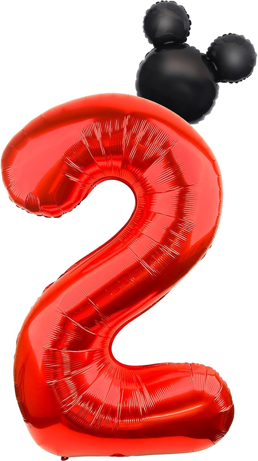 Mouse Number 2 Balloon Set 40 inch Red 18 inch Mini Mouse Head