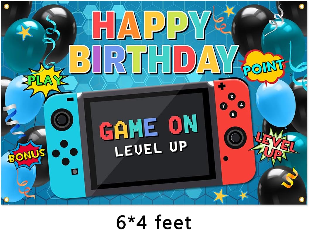 Happy Birthday Gaming Banner - Video Game Party Decor