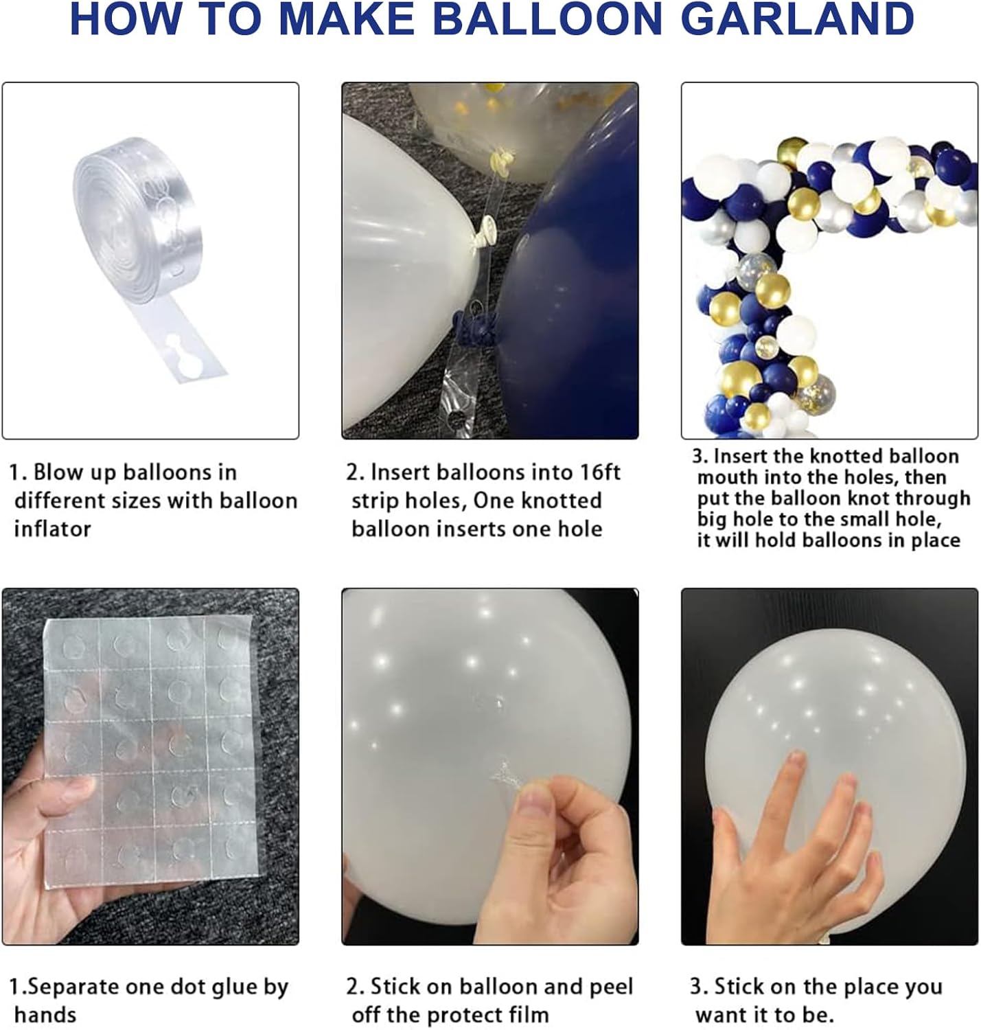 Navy Blue Gold Balloons Garland Kit 120 pcs