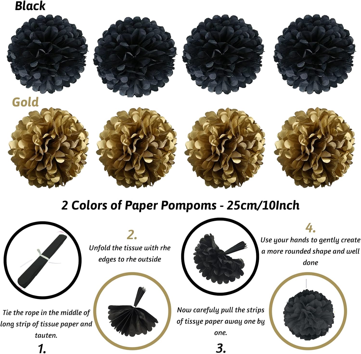 Zerodeco Gold and Black Party Decorations